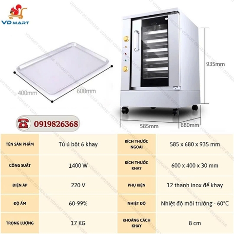 Tủ ủ bột 6 tầng Haoxing XF6a