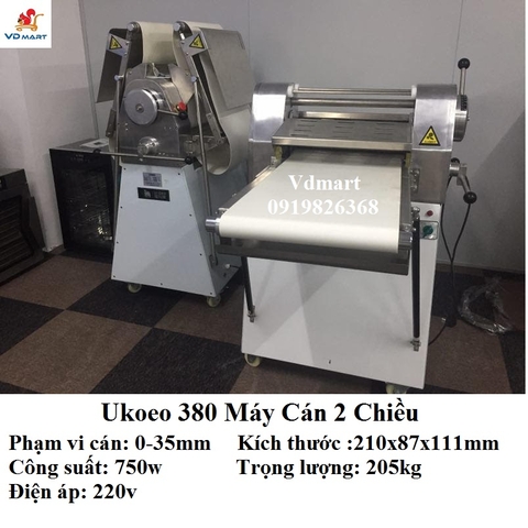 Máy Cán Bột 2 Chiều Ukoeo 380