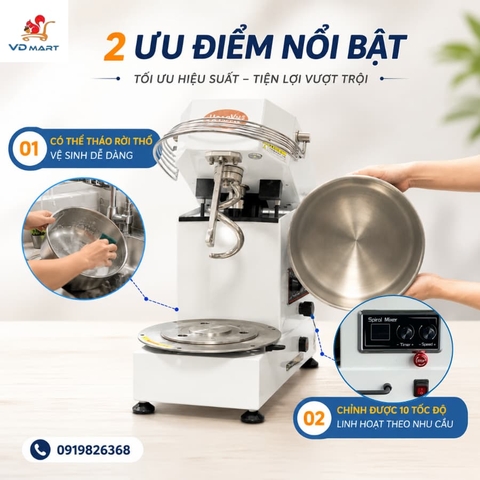 Máy trộn bột HengYu 7 lít - Tháo được thố - WTHSP7