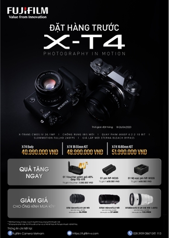 CHƯƠNG TRÌNH KHUYẾN MẠI PREORDER FUJIFILM X-T4