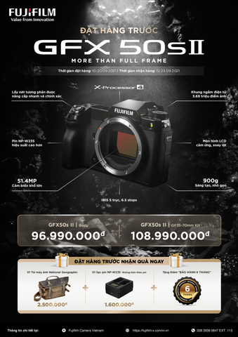 Fujifilm GFX 50S Mark II sẽ có giá 4000 USD và ra mắt vào tháng 9