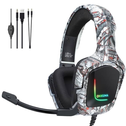 TAI NGHE CHƠI GAME CHUYÊN NGHIỆP ONIKUMA K20 – CÓ DÂY CÓ MIC ĐÈN LED RGB