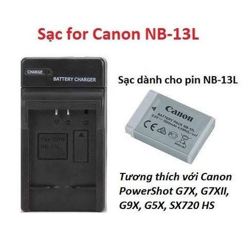 Sạc for Canon NB-13L dùng cho máy Canon G7X, G9X, G5X, SX720HS
