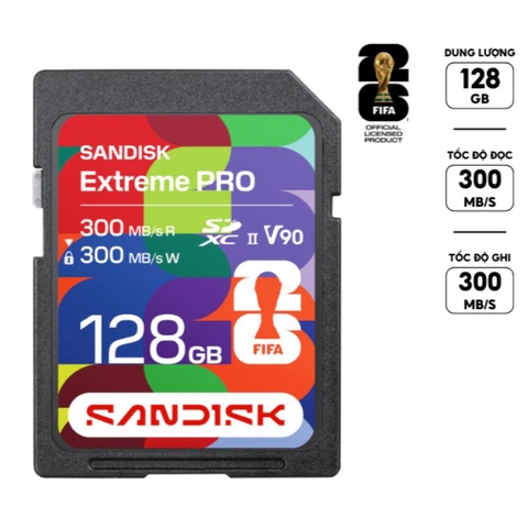 Thẻ nhớ SDXC SanDisk FIFA World Cup 2026 128GB V90 U3 UHS-II 300MB/s SDSDXDM-128G-GN4IH