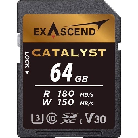 Thẻ Nhớ Exascend SDXC UHS I V30 Catalyst 64GB R:180Mb / W:150Mb