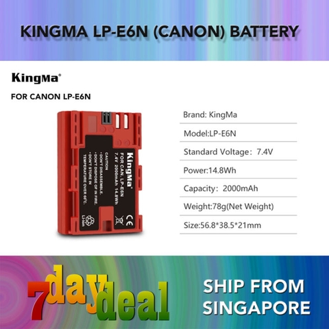 Pin Kingma Canon LP-E6N Rechargeable Lithium Ion