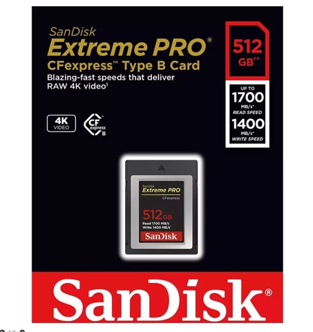 Thẻ nhớ CFexpress 2.0 SanDisk Extreme Pro 512GB Type B SDCFE-512G-GN4IN