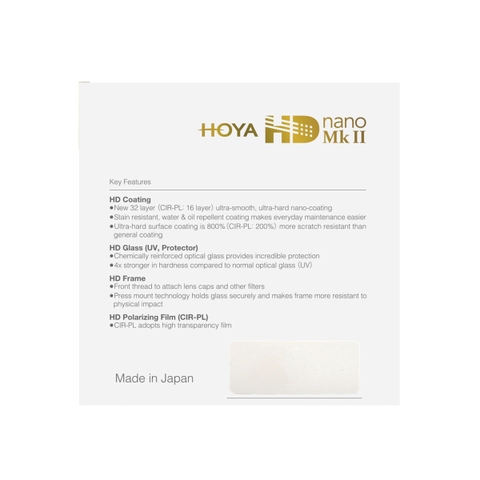 FILTER HOYA HD NANO II CIR-PL 49/52/55/58/62/67/72/77/82MM - CHÍNH HÃNG