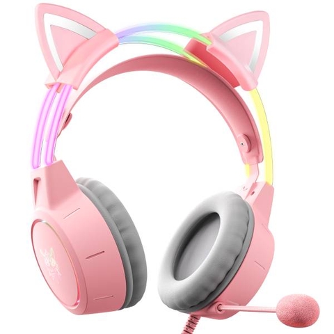 TAI NGHE ONIKUMA X15 PRO PINK CÓ TAI MÈO – PINK