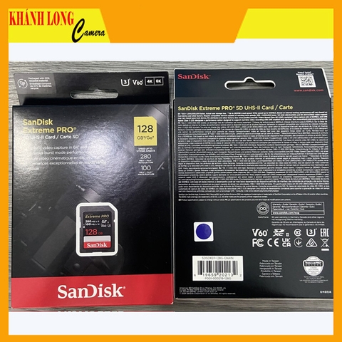 Thẻ nhớ SDXC SanDisk Extreme Pro 128GB V60 U3 UHS-II upto 280MB/s