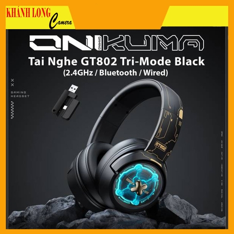 Tai Nghe ONIKUMA GT802 Tri-Mode (2.4G+Bluetooth+Wired) Black