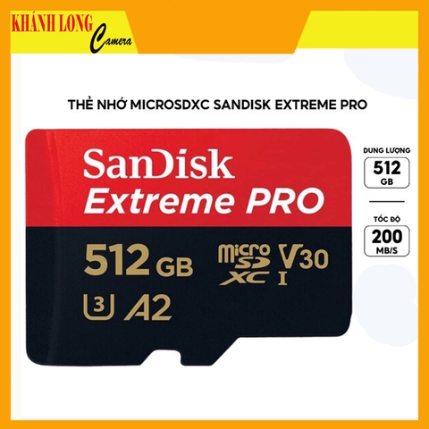 Thẻ nhớ MicroSDXC Sandisk Extreme Pro 512GB V30 U3 UHS-I 200MB/s