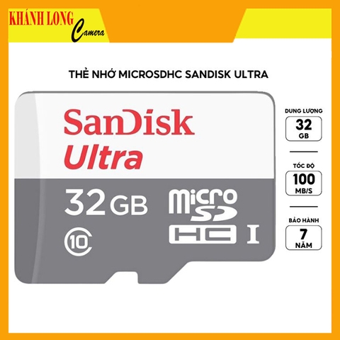 Thẻ nhớ MicroSDHC Sandisk Ultra 32GB Class 10 100MB/s