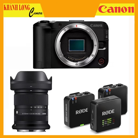 Canon EOS R50 V Body + Sigma 18-50mm F2.8 DC DN (C) + Rode Wireless Go III - Chính Hãng