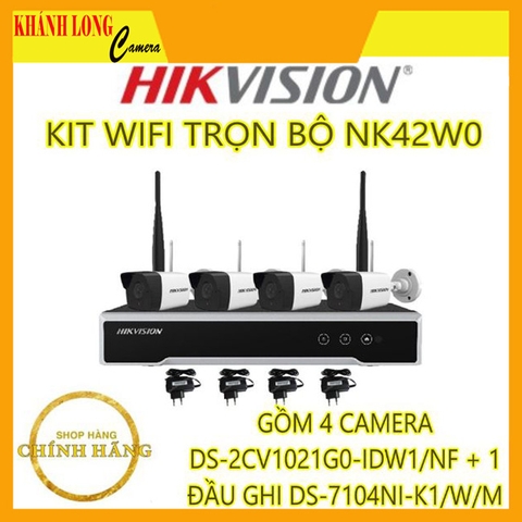Bộ Kit 4 Camera IP Wifi 2MP HIKVISION NK42W0