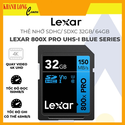 Lexar SD 64GB / 32GB 150MB/S (Profes. 800x PRO SDXC UHS-I U3 V30)