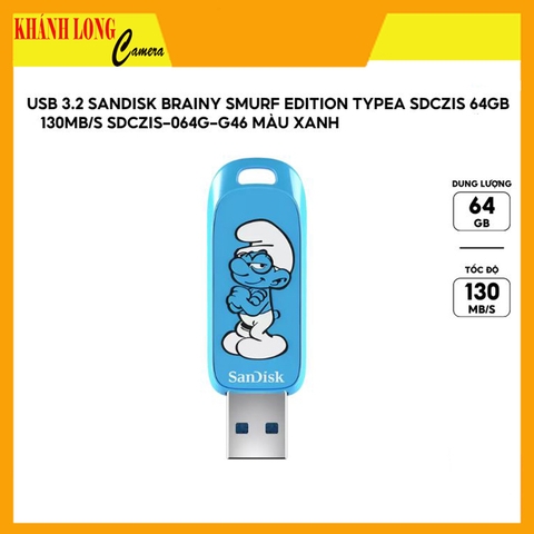 USB 3.2 Sandisk Smurfette Edition TypeA SDCZIS 130MB/s (màu sắc giao ngẫu nhiên)