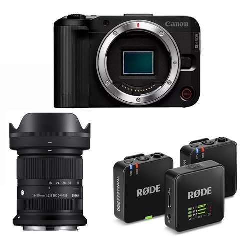 Canon EOS R50 V Body + Sigma 18-50mm F2.8 DC DN (C) + Rode Wireless Go III - Chính Hãng