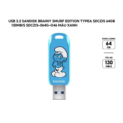 USB 3.2 Sandisk Smurfette Edition TypeA SDCZIS 130MB/s (màu sắc giao ngẫu nhiên)
