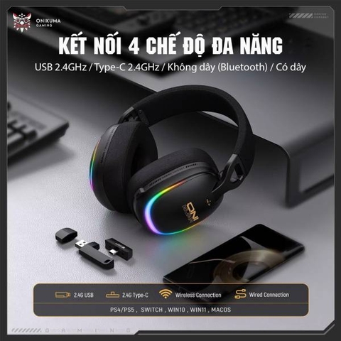 Tai nghe GT805 Tri-Mode (2.4G+Bluetooth+Wired) Black