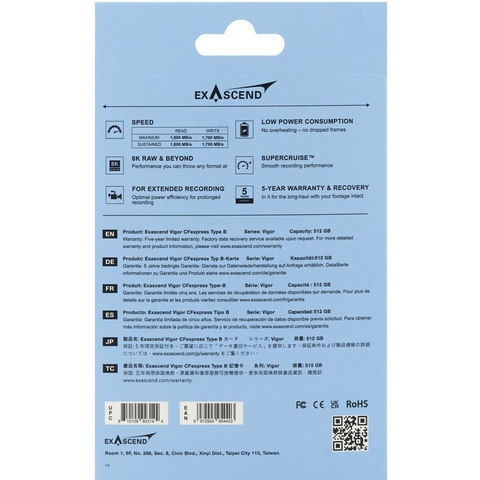 Thẻ nhớ Exascend 512GB Vigor CFexpress 4.0 Type B