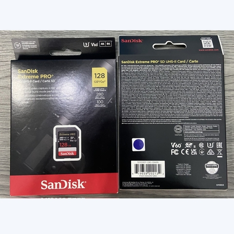 Thẻ nhớ SDXC SanDisk Extreme Pro 128GB V60 U3 UHS-II upto 280MB/s