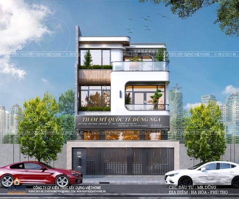 Mẫu nhà phố 3 tầng kết hợp kinh doanh hiện đại - Chủ đầu tư: Anh Dũng, Phú Thọ