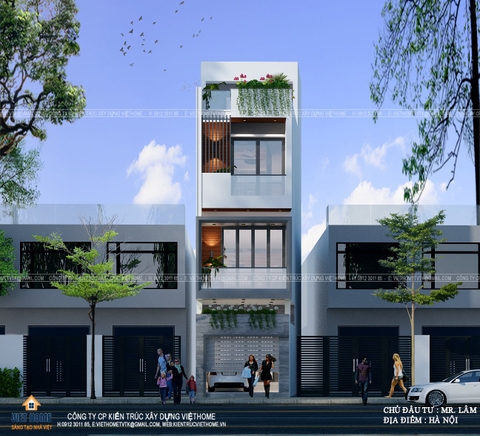 Cùng ngắm nhìn mẫu nhà phố 3 tầng 1 tum với phong cách hiện đại - Chủ đầu tư: Anh Lâm, Hà Nội.