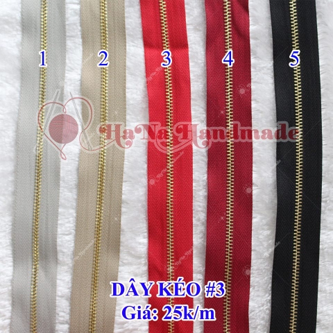 Dây kéo mét răng 3( chưa gồm đầu và chặn kéo)