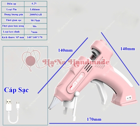 Súng bắn keo dùng pin sạc (keo nhỏ 7mm)