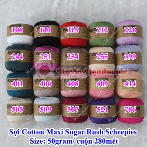 Sợi cotton Maxi Sugar Rush Scheepies 50g/ cuộn 280m
