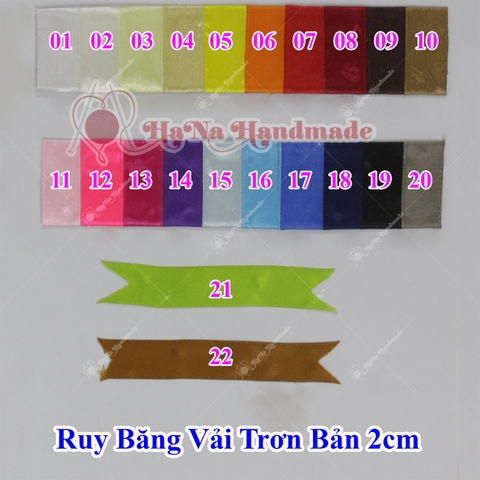 Ruy băng vải trơn bản 2cm 3k/mét