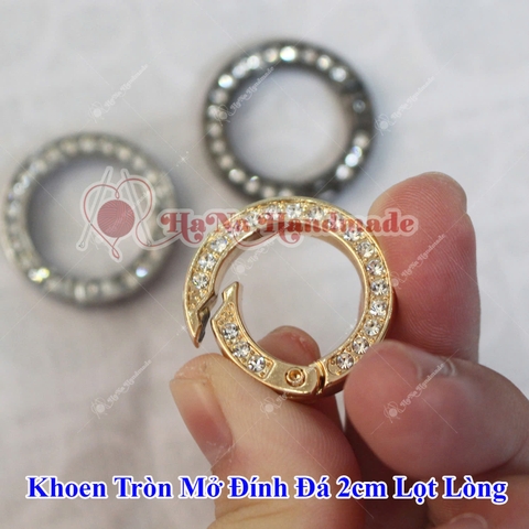 Khoen tròn mở đính đá 2cm (lọt lòng)