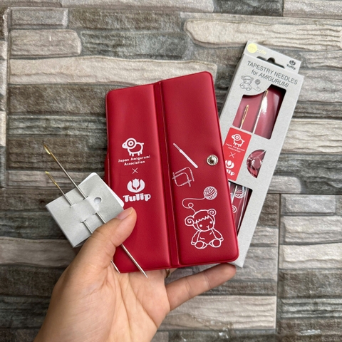 Set 2 Kim Khâu len dài Tulip kèm ví da