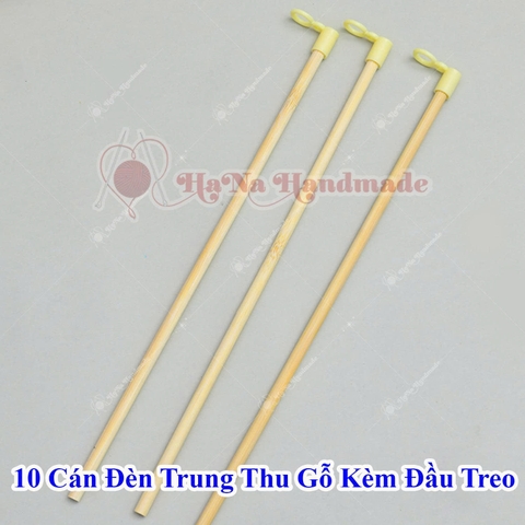 Set 10 cán đèn trung thu gỗ 26.5cm kèm khoen treo đèn