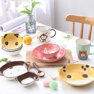 Set ăn dặm gốm sứ 4 món hình thú dễ thương