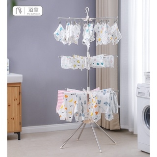 Cây phơi quần áo cho bé inox 3 tầng 56 kẹp móc, xoay 360 độ