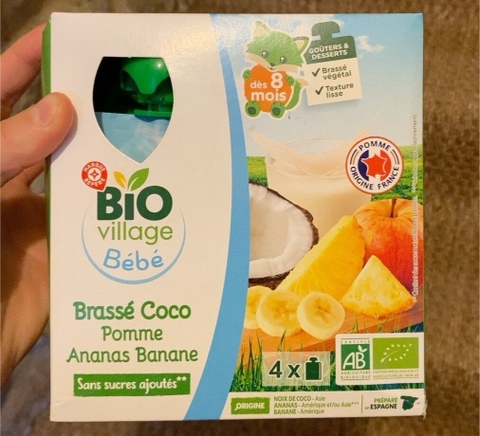 Sữa chua Bio Village dừa/hạnh nhân dạng túi không chứa sữa (thích hợp cả bé dị ứng) cho bé từ 6 tháng