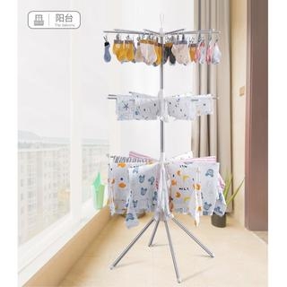 Cây phơi quần áo cho bé inox 3 tầng 56 kẹp móc, xoay 360 độ