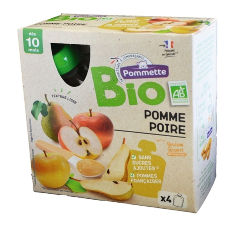 Trái cây nghiền hữu cơ Pommette dạng túi cho bé từ 10 tháng tuổi