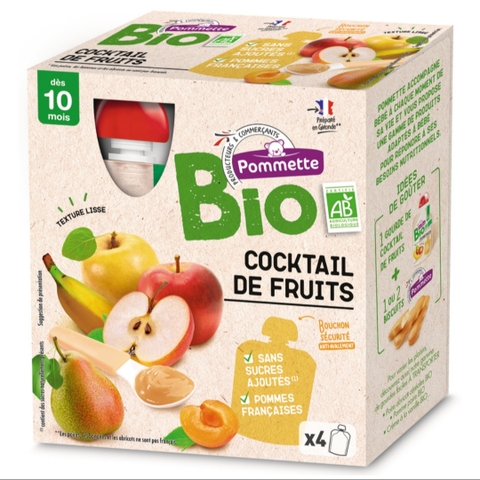 Trái cây nghiền hữu cơ Pommette dạng túi cho bé từ 10 tháng tuổi