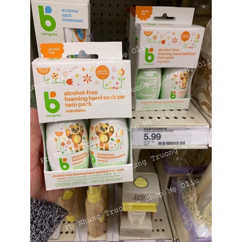 Nước rửa tay khô Babyganics 50ml & 250ml cho bé