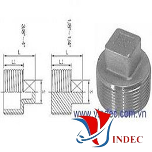 Stainless Steel Square Plug Threaded End