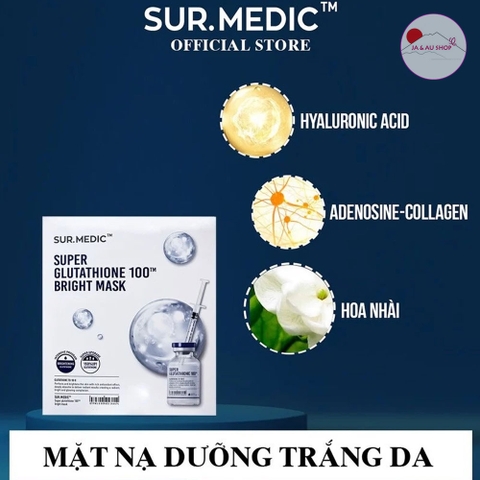 Mặt Nạ Sur.medic+ Super Glutathione 100 Bright Mask Dưỡng Trắng Da 30g  Chính Hãng – HÀNG NHẬT ÚC NỘI ĐỊA