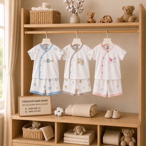Bộ cộc sơ sinh Petit VTKids cài lệch VTBC23