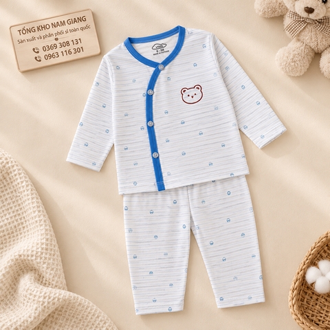 Bộ dài sơ sinh thun lạnh VTKids cài chéo VTBD13