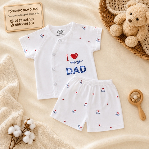 Bộ cộc sơ sinh thun lạnh VTKids cài lệch VTBC17
