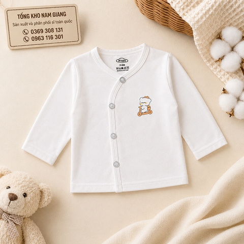 Áo dài sơ sinh thun lạnh VTKids cài lệch VTAD5