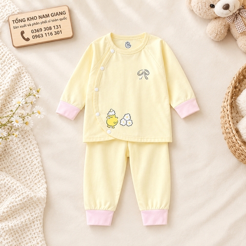 Bộ dài sơ sinh thun lạnh HG cài lệch HGBD10
