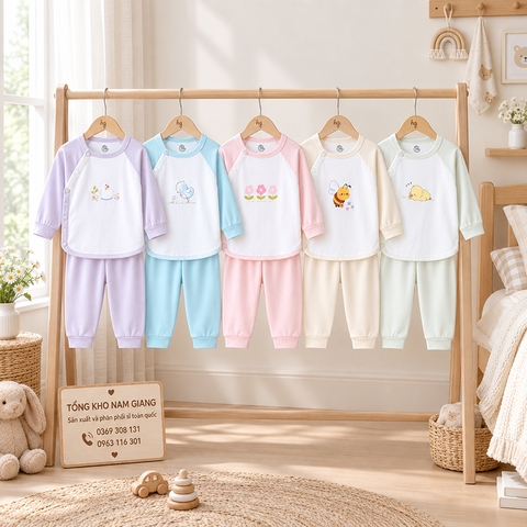 Bộ dài sơ sinh thun lạnh HG cài lệch HGBD6